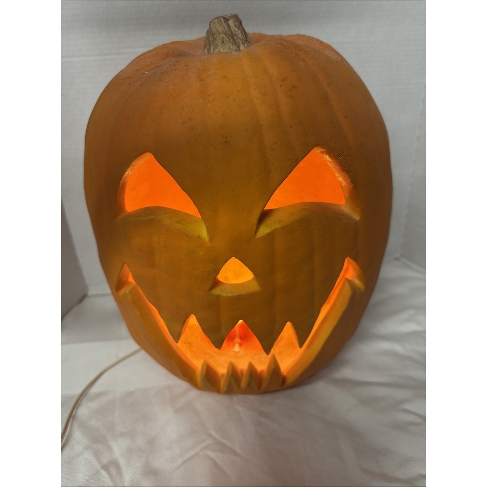 Vintage TrendMasters Foam Pumpkin Jack O lantern Large 15" Light Up Tested Spook